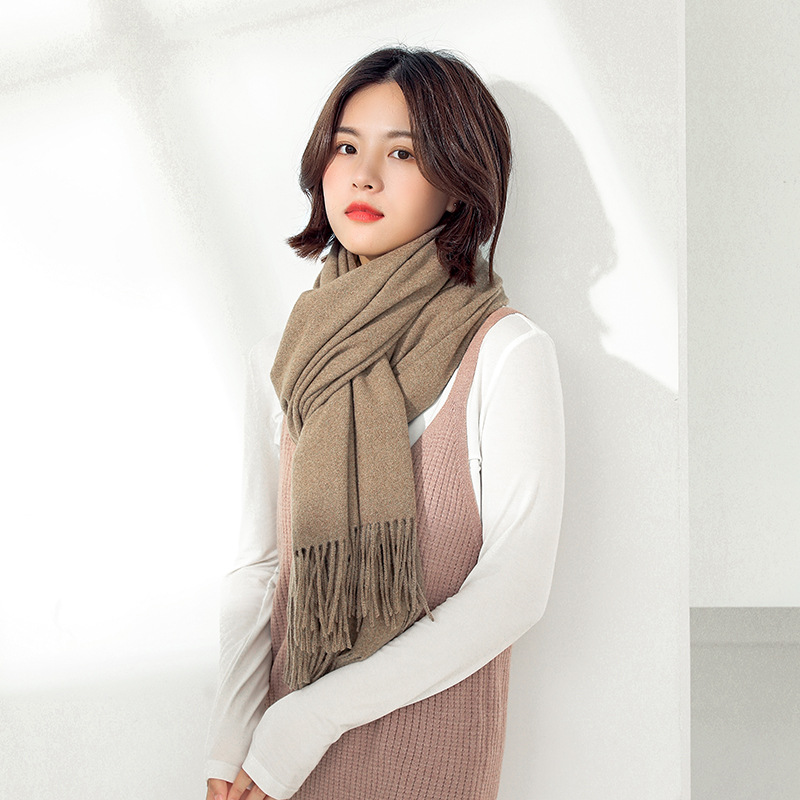 K177 Imitation cashmere scarf 2025 autumn and winter new solid color medium and long warm scarf Japanese and Korean sweet fashion tassel scarf