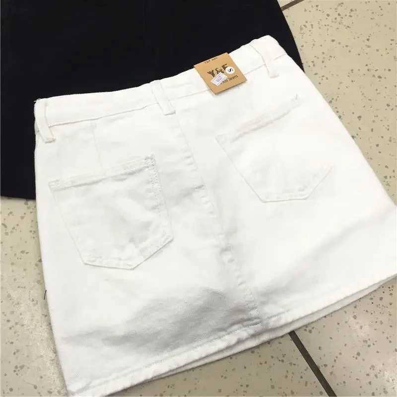 Womens skiing spring and summer white wrapped leather denim Fe A-line short leather Culottes jer Faldas Saias lherXJ250320