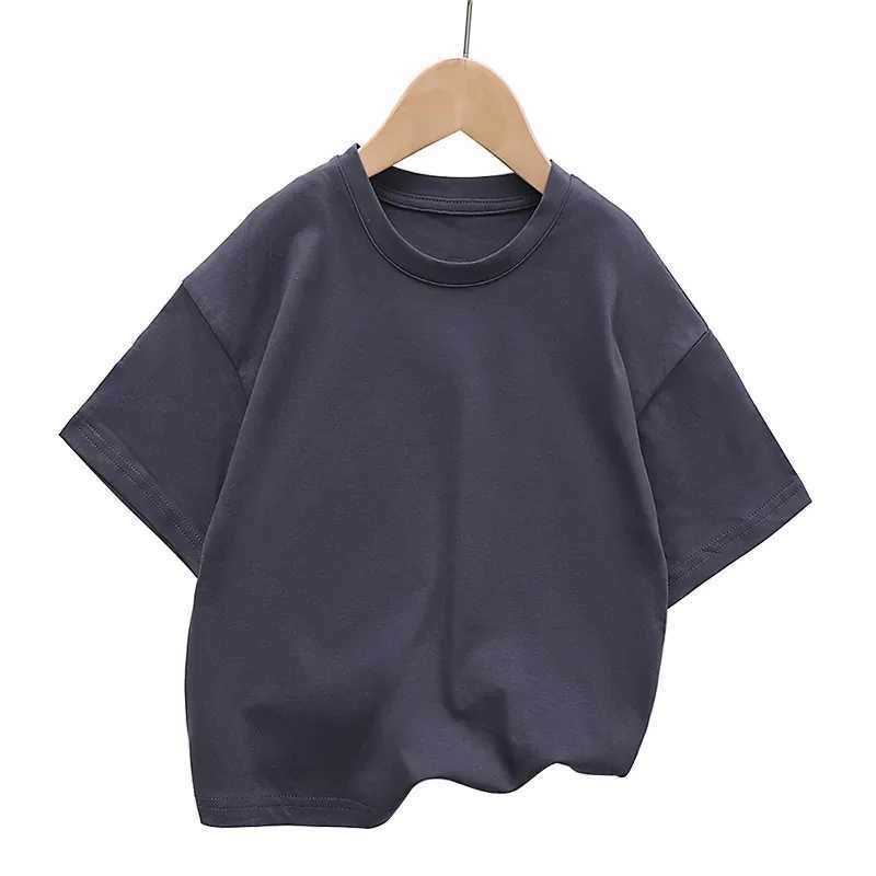 Summer Childrens Short sleeved T-shirt New Fashion Kids Shoulder Down T-shirt Top Cotton Trendy Student Tee 2-12 years oldT250320