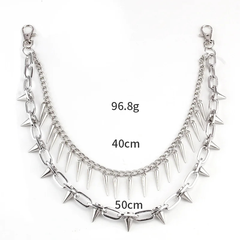 2 Styles Layered Punk Chain On The Jeans Pants Women Spike Keychains for Men Hip Hop Cool Versatile Mens Waist Chain Ornaments 250320