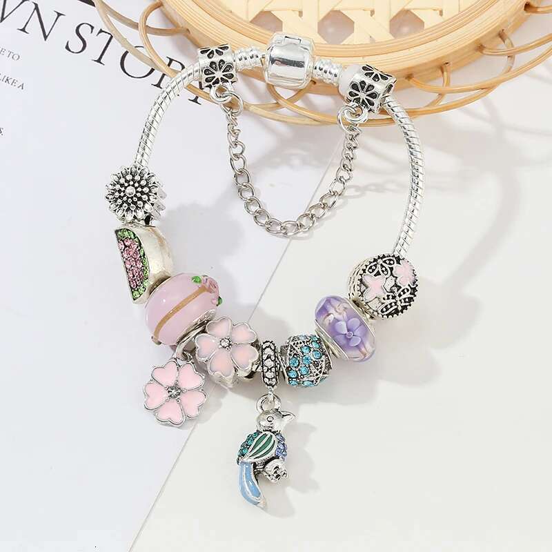 Classic Silver Plated Woodpecker Pendant Charm Bracelets DIY Brand Bracelet For Women Men 2021 New Jewelry Gift Special Offer