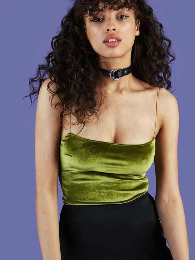 Fashion Sexy Spaghetti Straps Tank Top Velvet Short Crop 7 Colors Boob Tube Bustier Brief Vest Tshirts Tee 250319