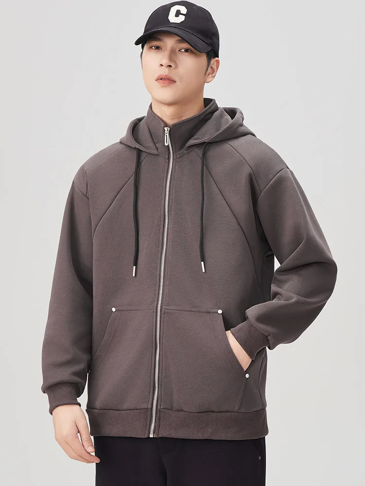 Mens hooded sweatshirt with full zipper spring and autumn Korean casual knitted jacket plus size 6XL 7XL 8XL 250320Z