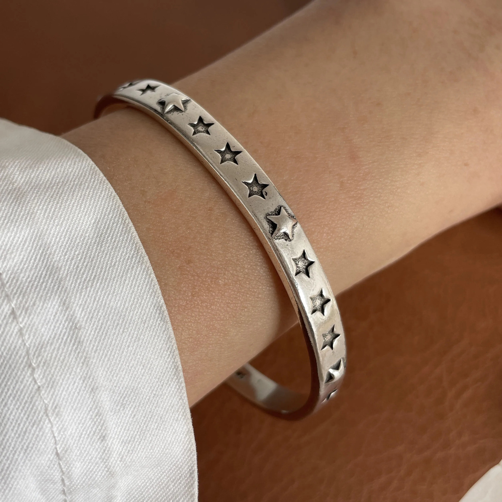 100% Solid 925 Sterling Silver Metal Bracelet for Women Vintage Handmade Simple Retro Black Stone Bracelet Birthday Gift Party 250320