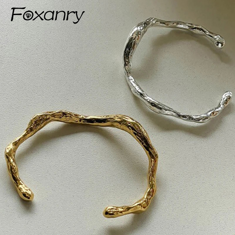 Foxanry Non-fading Gold Color Bracelets for Women Fashion Vintage Creative Irregular Geometric Handmade Party Wrist Jewelry 250320