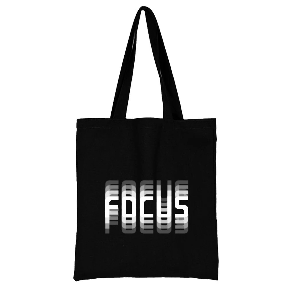 Canvas Shopping Bag for Women Shoulder Bags Shopper Handbag Commute Grocery Handbags Text Print New Fashion Eco Storage Tote R250320