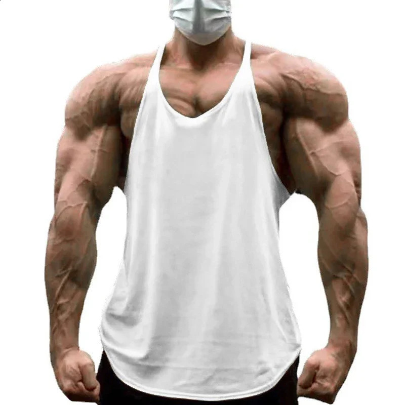 Fitness vest muscular men gym clothing fitness camisole mens cotton sleeveless sweatshirt 250319