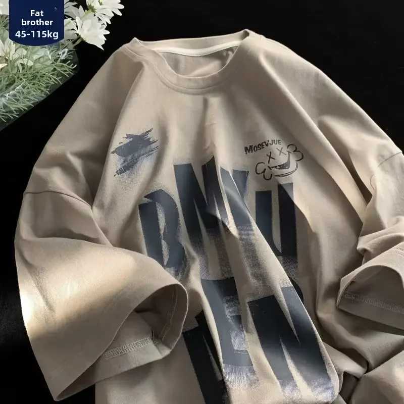 Classic half sleeved mens summer retro trend loose fit round neck printed shirt Ins Hong Kong style Korean versionT250320