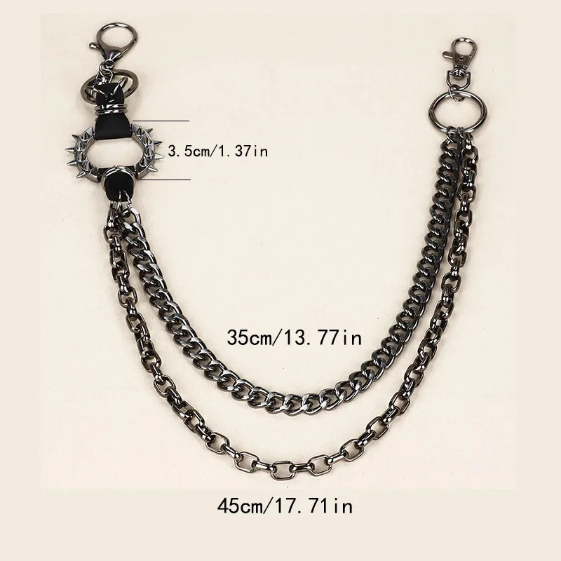 Punk Waist Chains Rock Hip Hop Spiked Pant Trouser Chain Pendant Retro Cool Metal Punk Rock Belts Apparel Handbag Decoration 250320