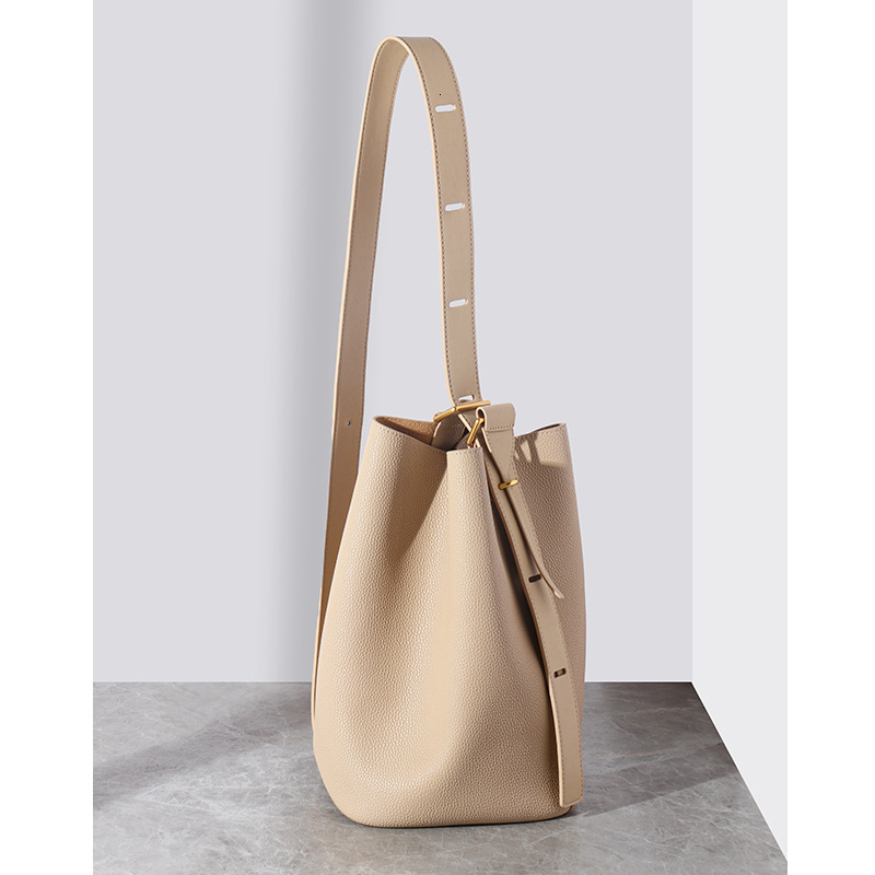 Bag Korean Style Lazy Style High End Feel Large Capacity Spring And Summer New Leather Bucket Bag Commuting Diagonal Cross Tote Bag Shoulder Bags
