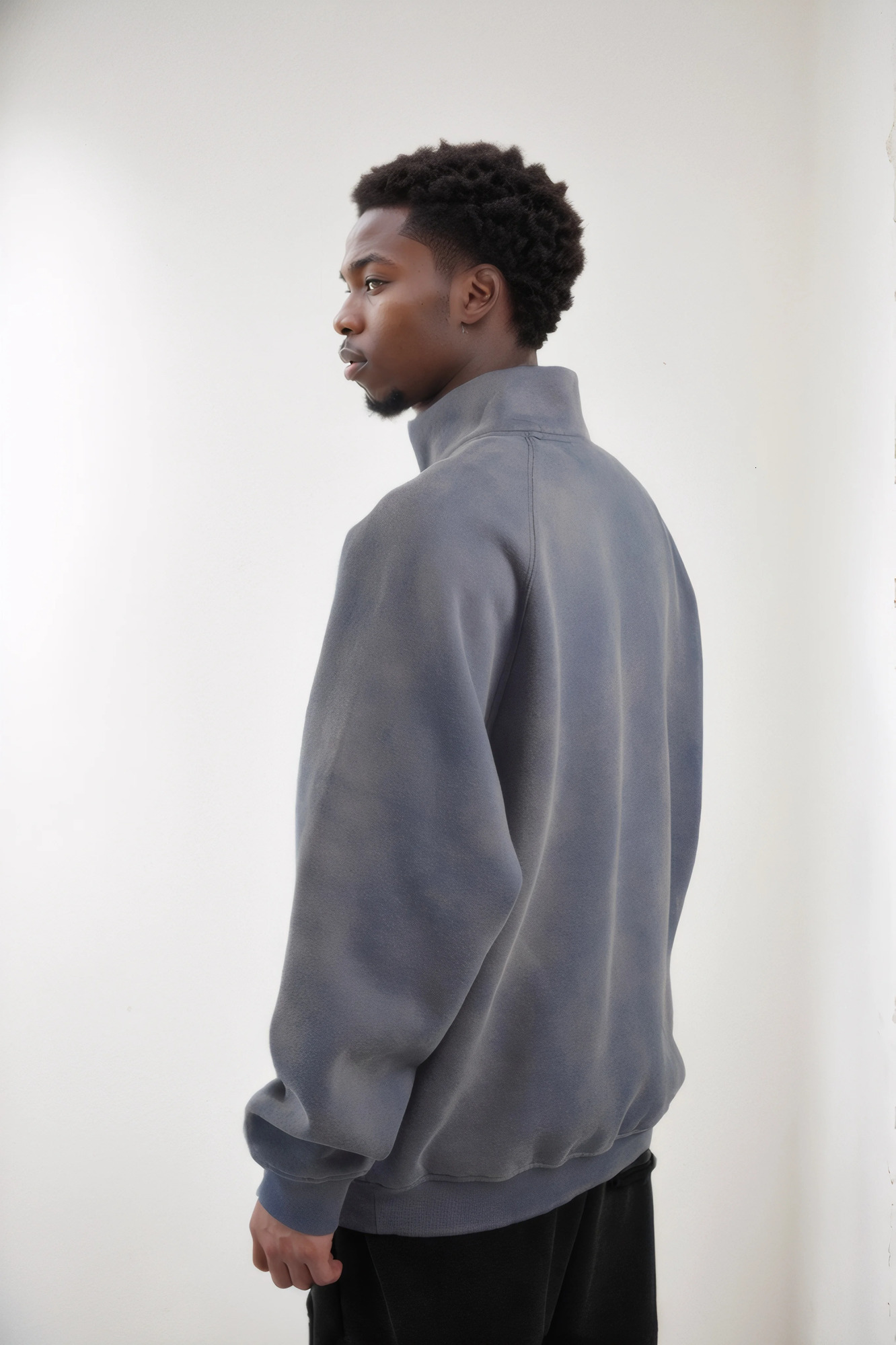 American Oversized Acid Wash Sun Faded Winter Sweatshirt Tops Quarter Zip Up Zipper Jogging Long Sleeve Hoodie Jacket Men 250320Z