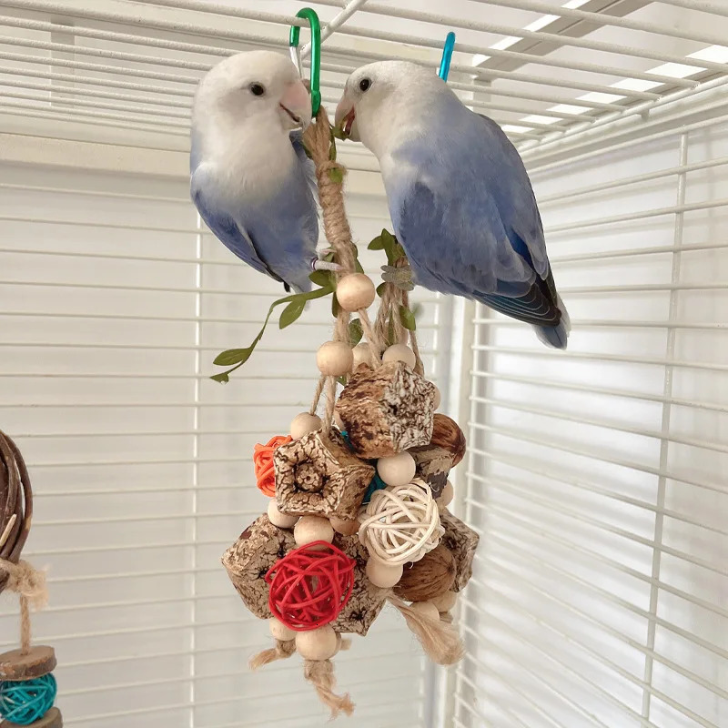 Colorful Hanging Parrot Bird Plush Toy Article Bite Pet Training Swinging 250320