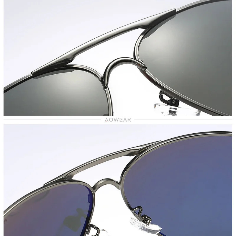 AOWEAR Mens Aviation Sunglasses Men Polarized Mirror Sunglass for Man HD Driving Pilot Sun Glasses lunettes de soleil homme 250318
