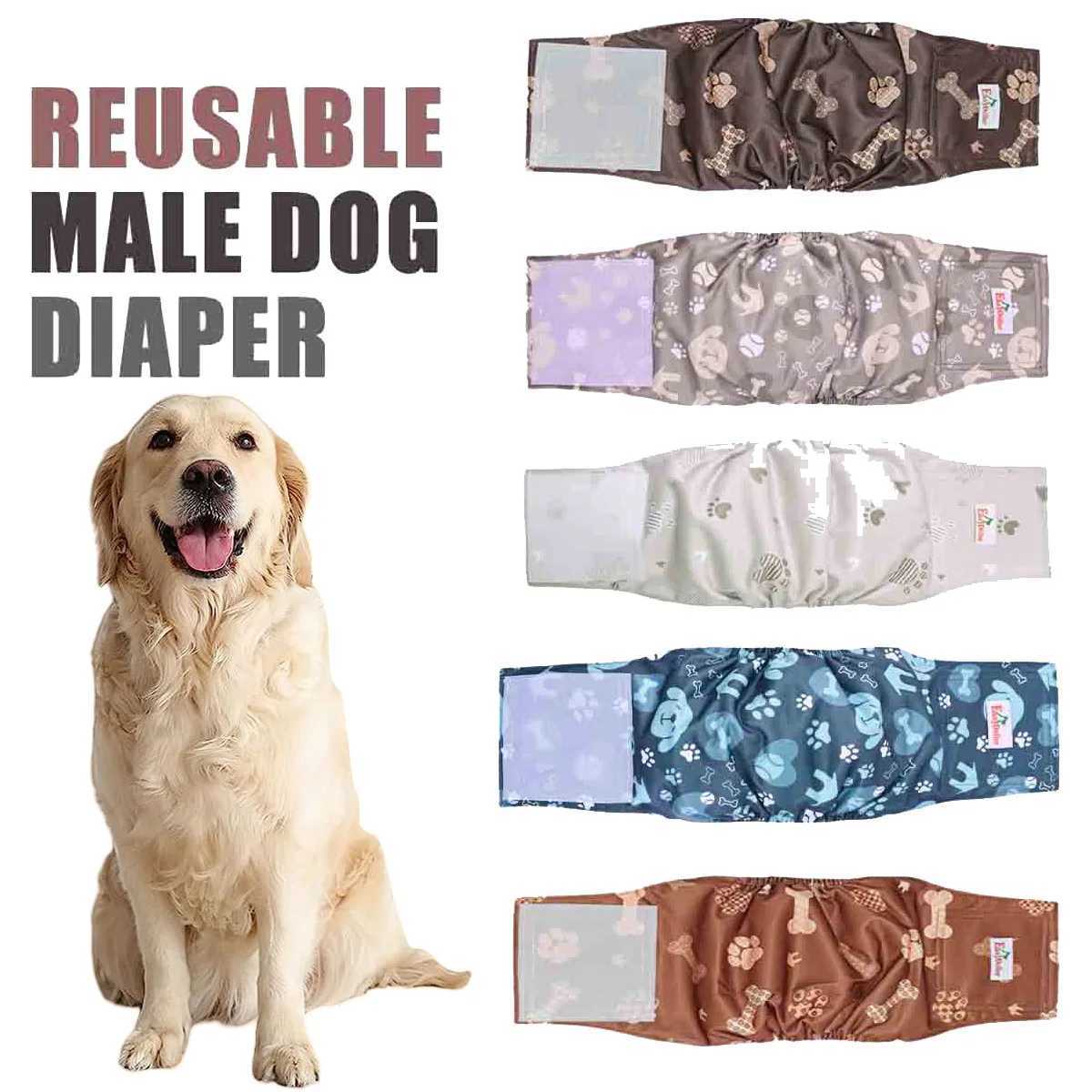 2 packs of pet dog diapers washable sanitary pants reusable pet dog diapers with abdominal packaging diapers Y250320