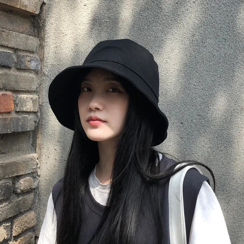 Summer Bucket Hat for Women Big Wide Brim Outdoor Soft Cotton Solid Color Sun Hats Portable Foldable Panama Cap Lady 250320