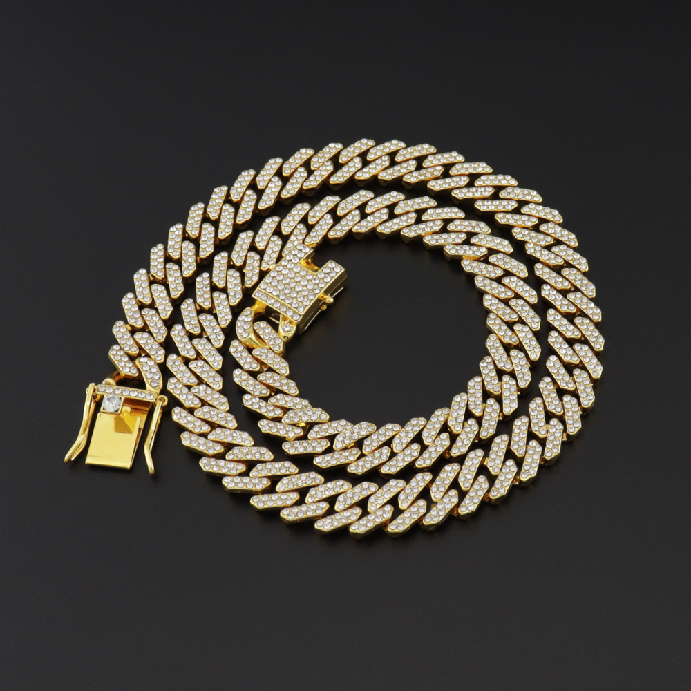 2025 New model 12MM Rose Gold Color Miami k Chain Iced Out Bg Rhie Cuban Choker Necklace Women Men Hip Hop Jewelry