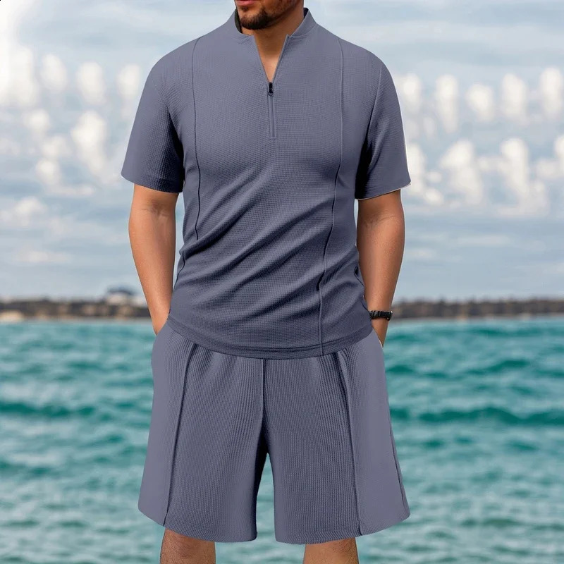 Mens Summer Ice Silk Short Sleeved T-shirtquick Drying Loose Shorts Paired with Running and Fitness Equipment Sports Suit Thin 250319