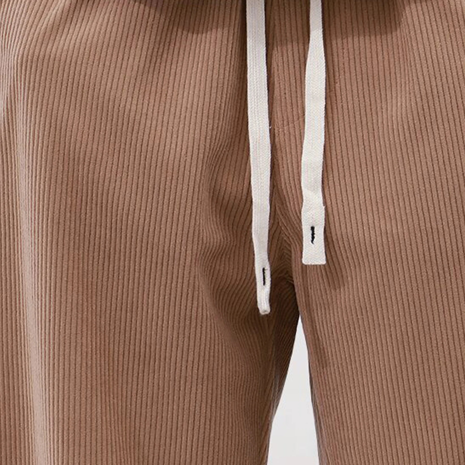 Summer solid color laceup sweatpants corduroy simple pants mens fall and winter casual 250317