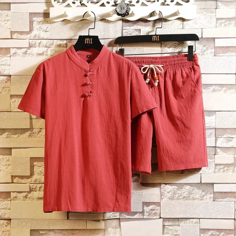 Customizable Mens Short Sleeve T-shirtShorts 2PC Set Solid ShirtShorts Home Suits 250314