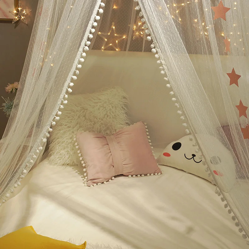 Baby Room Mosquito Net Kid Bed Curtain Canopy Round Crib Netting Tent Baldachin Decoration Girls Bedroom Accessories 250312
