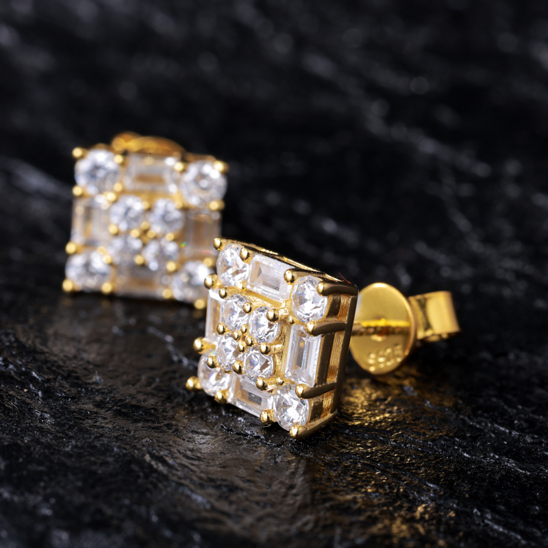Orginal Silver 925 Stud Earrings for Men Women Luxury D Color Moissanite GRA Certified Push Back HipHop Wedding Jewelry Gifts
