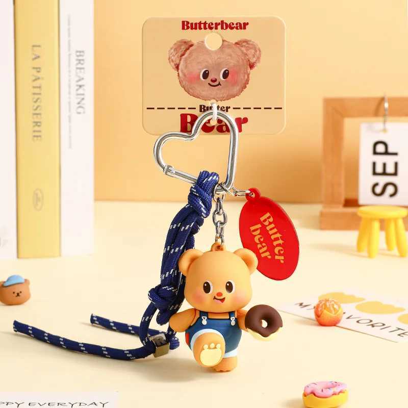 Cute Butter Bear Naughty Cool Pants Bear Hand Rope Heart shaped Keychain Pendant Angel Donut Bear Recording Speaker Toy Bag KeychainXJ250319