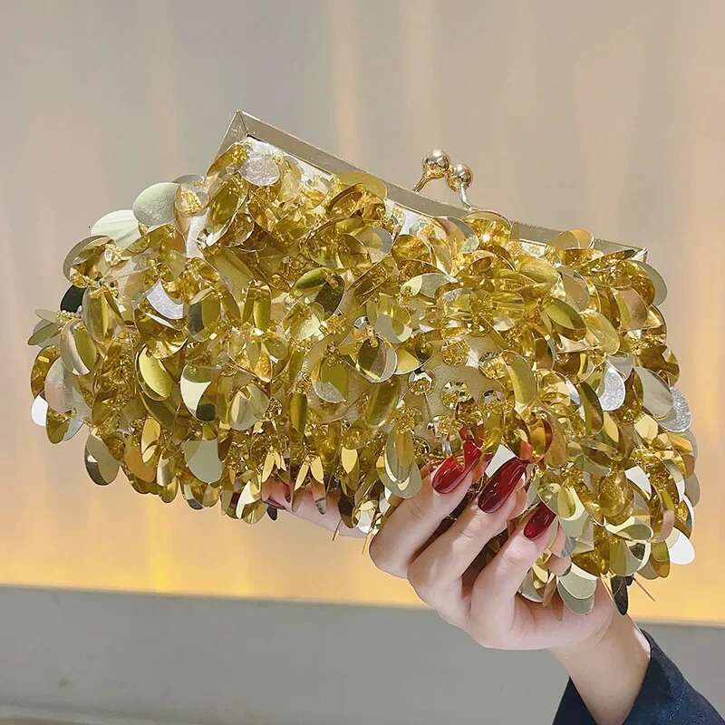 Sier Sequin For Women Evening Prom Shiny Small Purse Fashion Handbag Banquet Shoulder Bag Tail Party Clutch