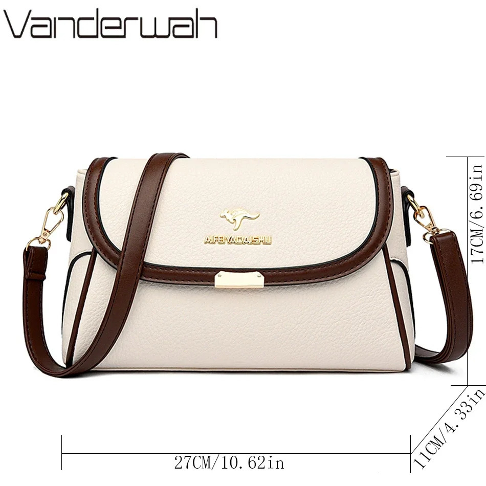 Solid color high-quality leather shoulder bag suitable for womens messenger bag with Strap cross body bag Sac AMain 250318
