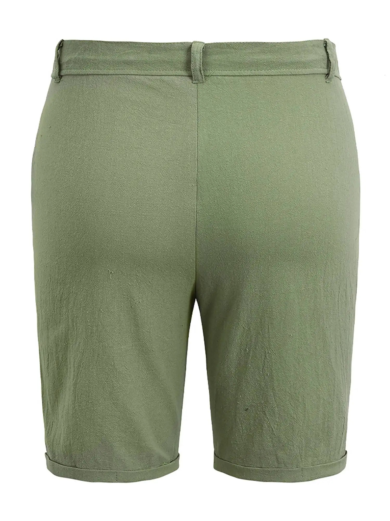 Solid Linen Shorts for Men Clothing Summer Casual Loose Shorts Fashion Street Style High Waist Pants Beach Shorts 250320