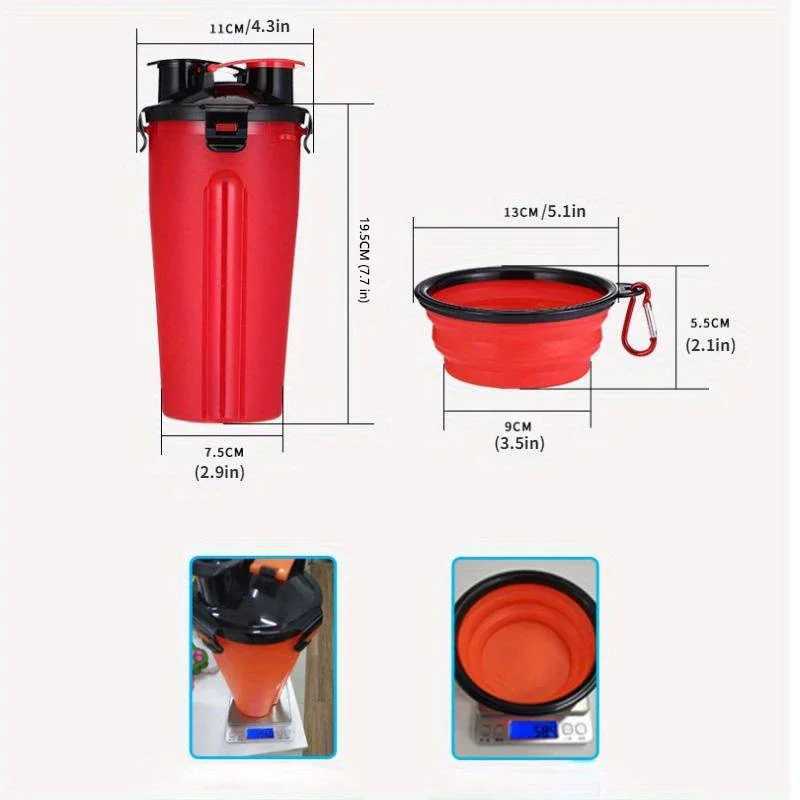 Pet Feeding Kit Portable 2-in-1 Pet Water Bottle with Food Container 2 Foldable Feeding Bowl for Dogs Outdoor Walk D0018A Y250319