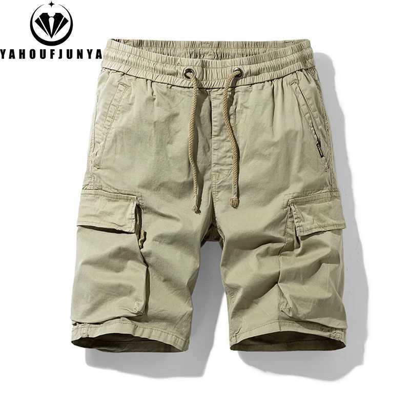 2025 New Mens Summer Casual Pull up Cargo Shorts Mens Button Cotton Soft Fashion Shorts Mens Top W250319