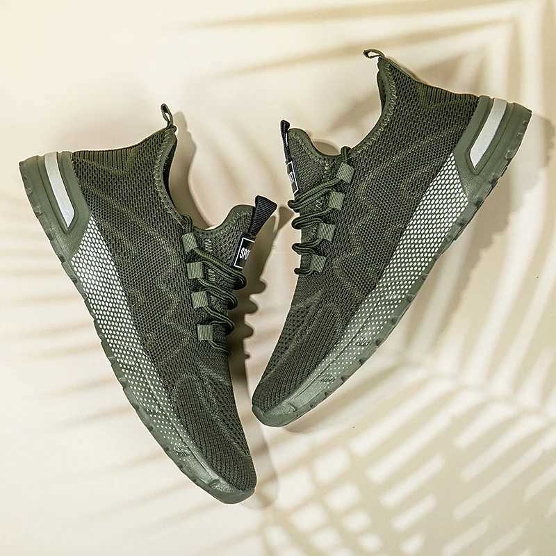 Army Green Marathon Mens Running Shoes Breathable Mesh Mens Running Outdoor Road Running Shoes Large Size 45 46W250320
