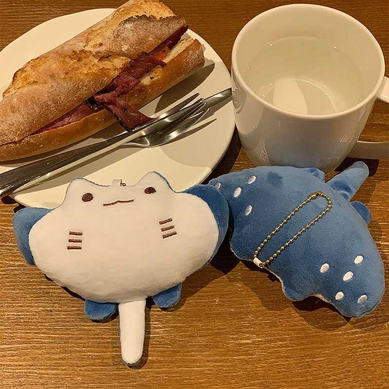 1 cartoon marine animal devil ray doll plush toy decoration stuffed animal Manta ray plush keychain pendant childrens girl giftXJ250319