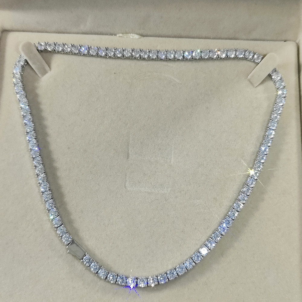 3mm 4mm 5mm 1 Row Tennis Chain Bling Zircon Copper Material Necklace Hip Hop Man and Women Iced Out Jewelry Free Engrave Name