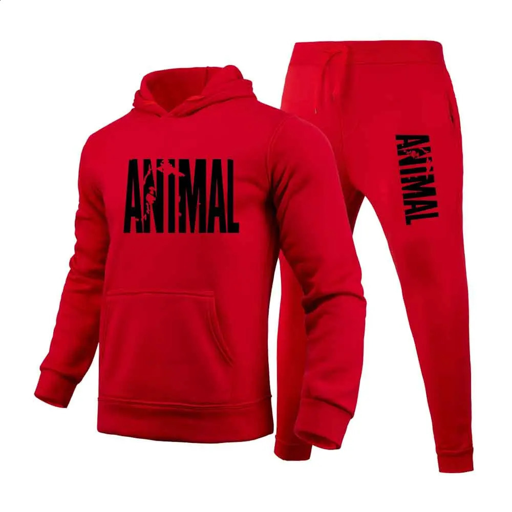 Autumn and Winter Mens Sports Printed Hoodie Set Shirt Animal Wool Zipper Casual 250319