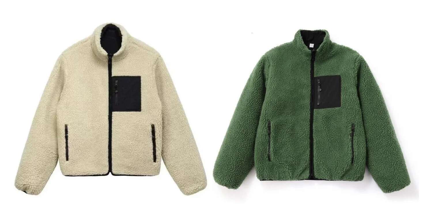 Y2k Retro Trendy Brand Reversible Jacket Streetwear Oversized Loose Lambswool Zipper Coat Haruku Hip Hop Men Women Clothes