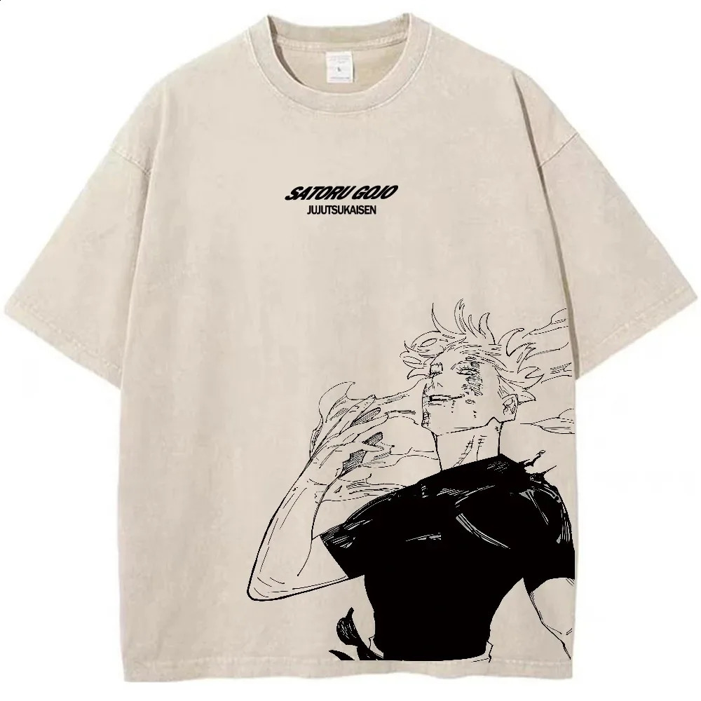 Jujutsu Kaisen Hip Hop Street Clothing Harajuku T-shirt Printed Mens Summer Short sleeved T-shirt Cotton Loose Top T-shirt 250317