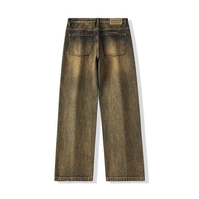 Baggy Jeans Men Wide Leg Pants Loose Denim Trousers Retro Blue Straight Mens Clothing Large Size 40 Vintage 2024 New KpopT250319