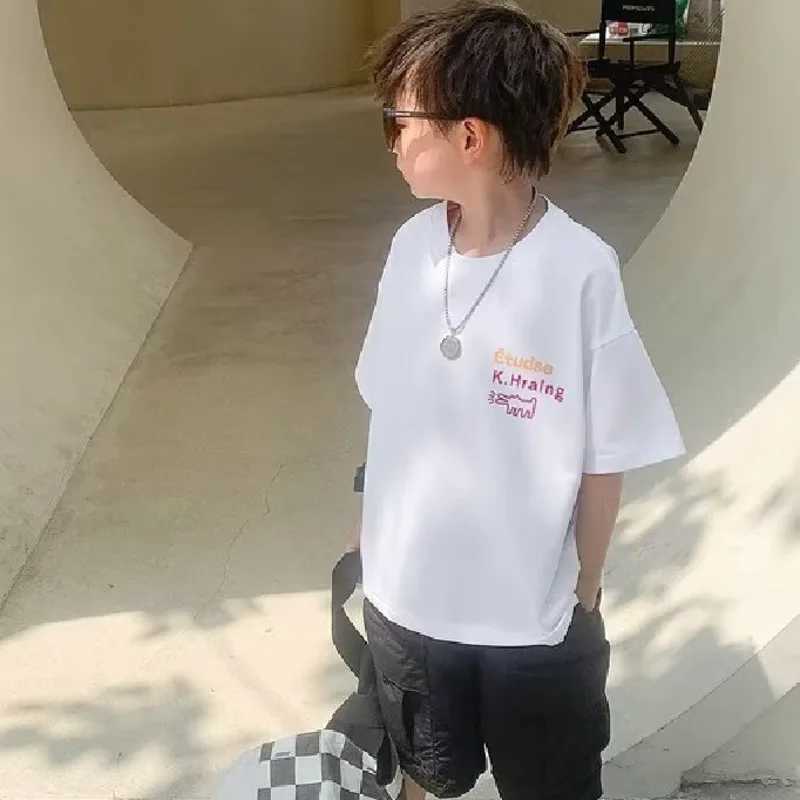 Trendy Childrens Summer Thin casual T-shirt Big Childrens Half sleeve Top New Boys T-shirt short sleevedT250320