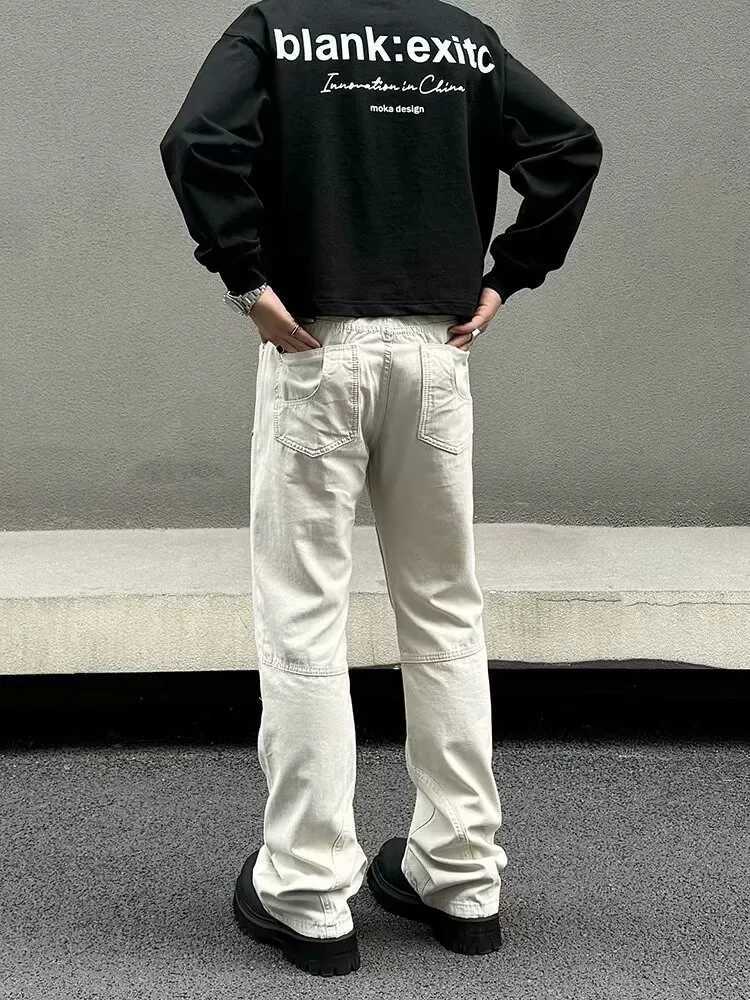 2025 Ropa Y2K Fashion Wash White Ultra Thin Cargo Jeans Mens Clothing Multi Pocket Korean Casual Mens Cotton PantsT250319