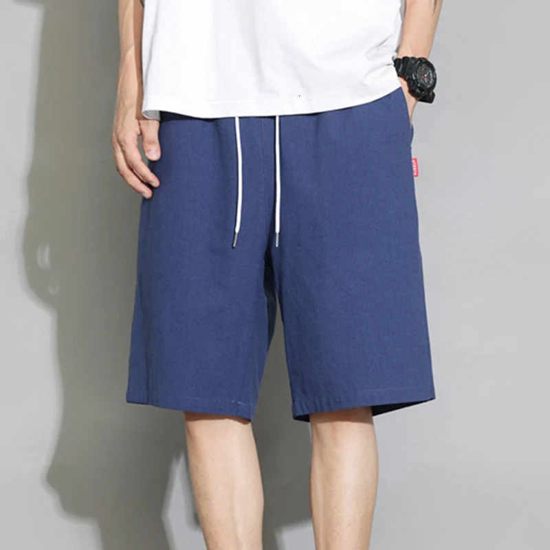 Summer Mens Cotton Trousers Linen Solid Color Basic Short Pants Men Summer Sport Lightweight Gym Pants 250320