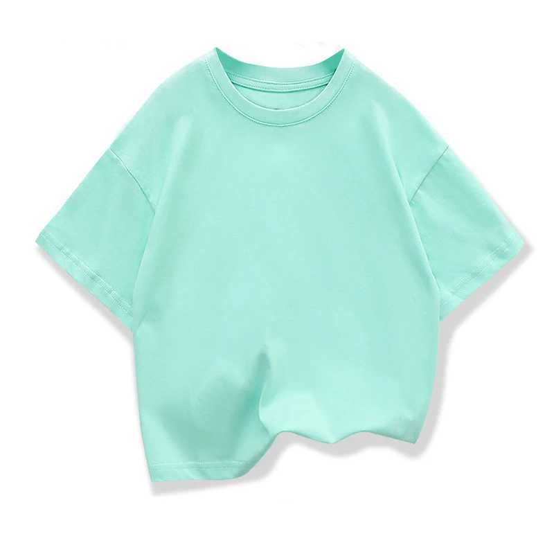 Kids Dropped Shoulder Short-sleeved T-shirt Summer New Pure Cotton Round Neck Loose Bottoming Shirt Student Sportswear 2-10YT250319