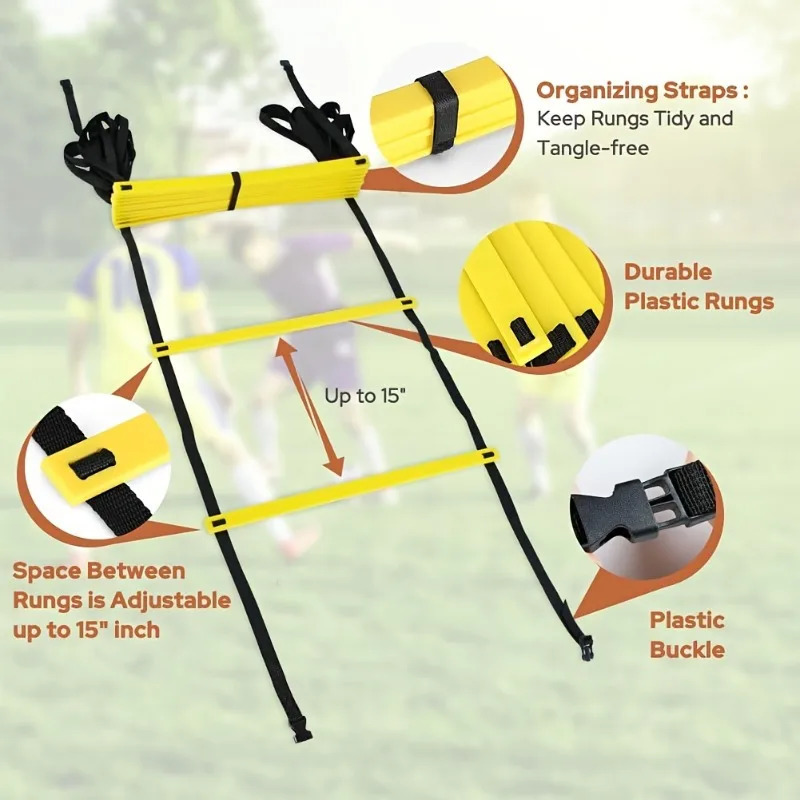 Speed Training Agility Ladder With Nylon Strap - Improve Footwork Speed And Coordination For Football And Fitness Training 250320