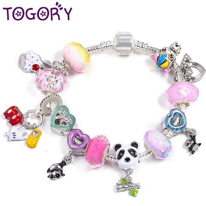 Silver Color Charm Bracelets Fits DIY Bear Unicorn Beads Bracelet For Women Girl Bijoux Pulseras Jewelry Gift Wholesale