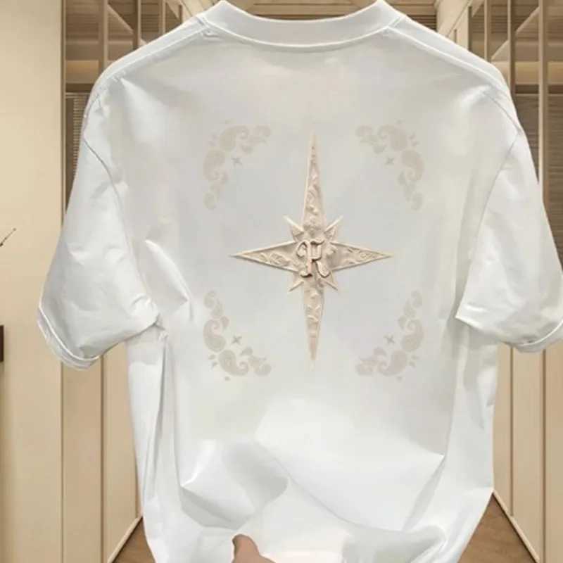 Mens summer new Pullover O-neck patch work print slim fit fashionable casual edition short sleeved T-shirt topT250319