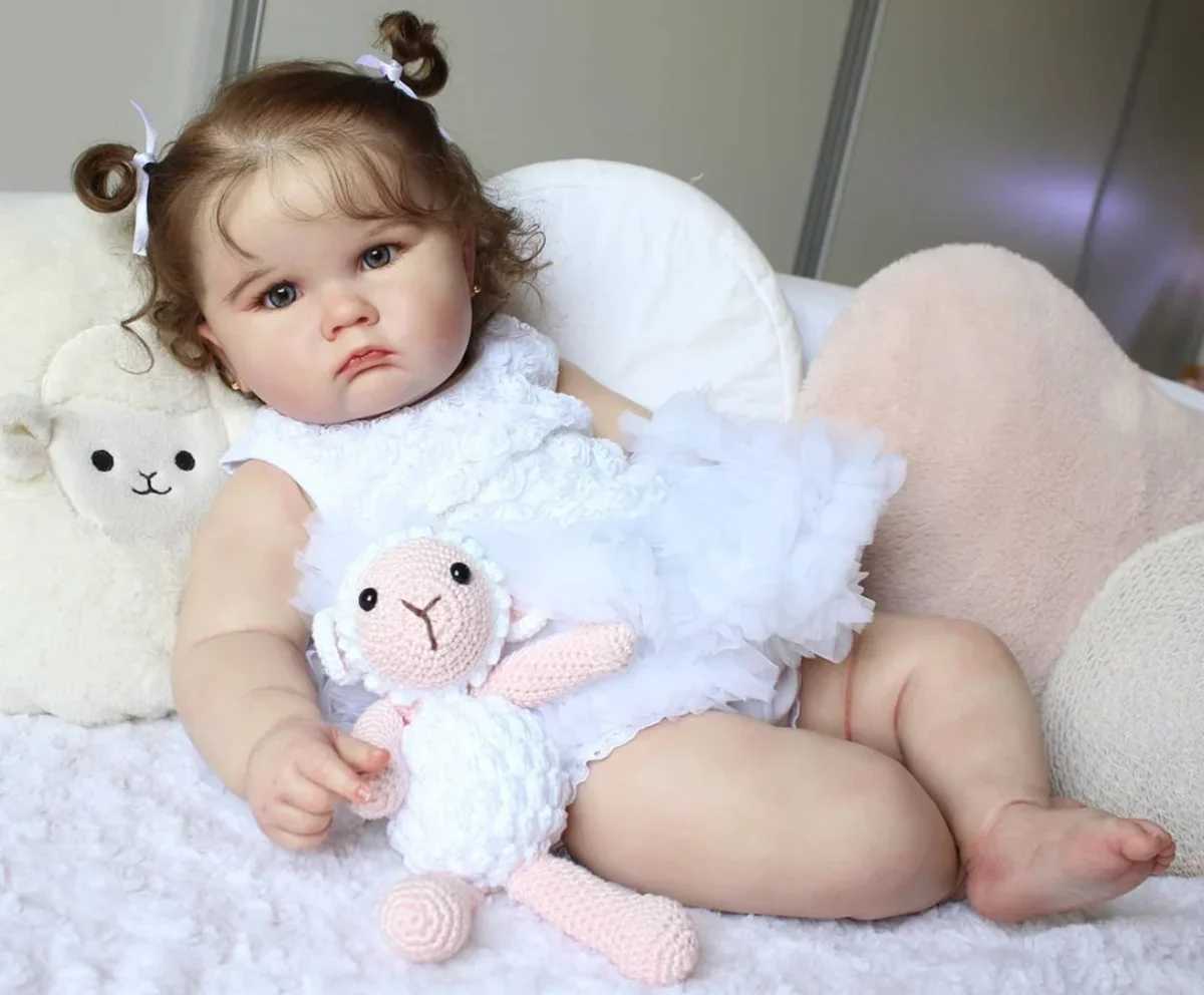 BZDOLL Realistic 60cm 24 inch soft silicone regenerated baby doll with 3D spray painted skin and handmade Vascular Vein for girls birthday gift W25032