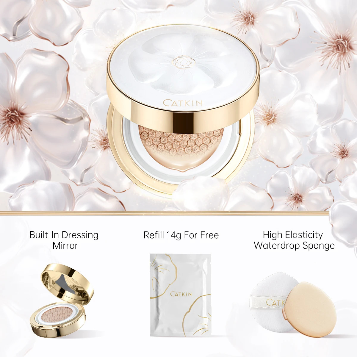 CATKIN Makeup Hydrating Air Cushion FoundationEffective Coverage and Natural Brightening FoundationLong Lasting 250319