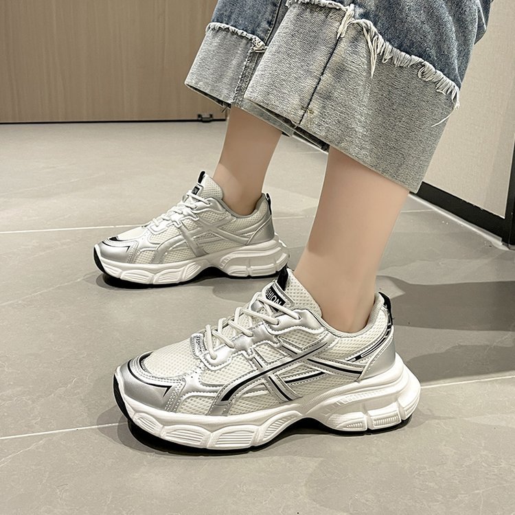 Women's dad shoes, low-top lace-up casual shoes 2025 style mesh running shoes for women casual sports shoes