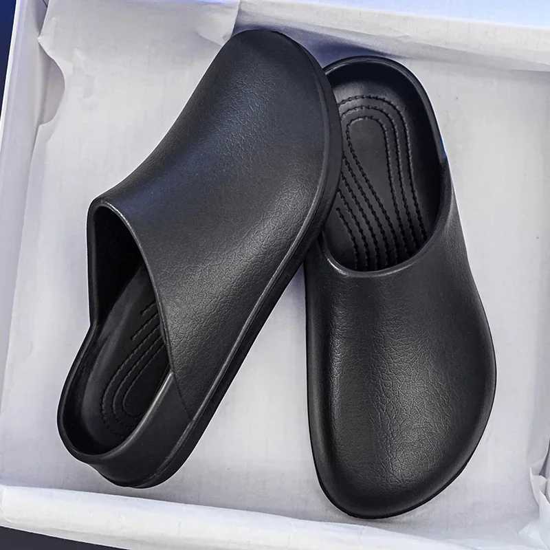 Mens Warm Slide Indoor Slide Garden Waterproof Chef Shoes Beach Sandals Pet Workers Outdoor Fishing Shoes Y250320