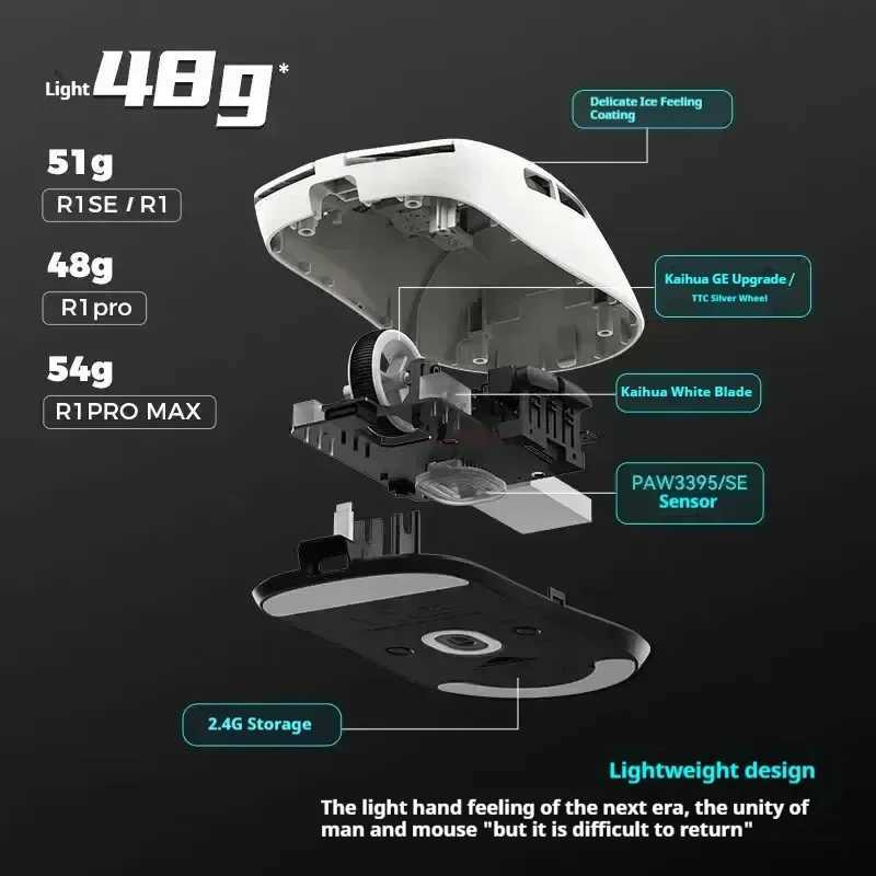 New Vxe Dragonfly R1 SE gaming mouse E-Sports Long battery life Paw3395 Lightweight ergonomic the third mock examination mouse Z250320